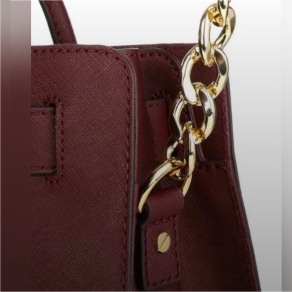 Michael Kors Burgundy Tote with Gold Accents. Like New/No Key - Picture 4 of 8